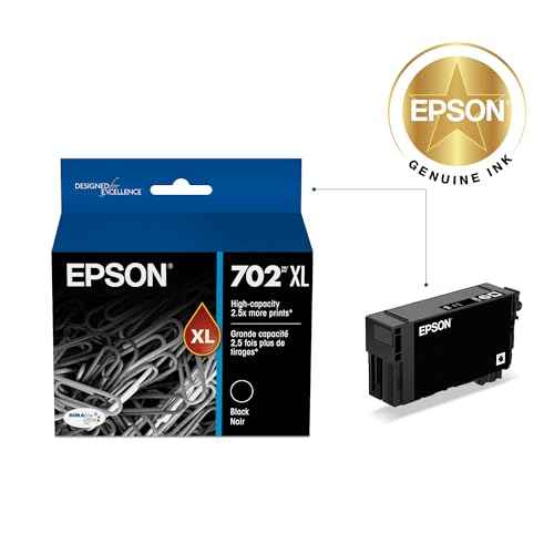 EPSON 702 DURABrite Ultra Ink High Capacity Black Cartridge (T702XL120-S) Works with WorkForce Pro WF-3720, WF-3730, WF-3733