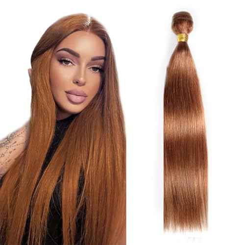 #30 Brown Bundles Straight Bundles Human Hair 32 Inch Light Brown Straight Bundle Unprocessed Brazilian Virgin Weave Hair 1 Bundle 50 Gram Per Bundle