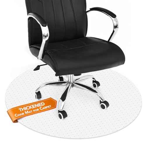 Thickened Chair Mat for Carpet- Low Pile Carpet Protector for Office Computer Desk Chair. Heavy Duty Desk Chair Mat for Carpeted Floors. Clear. (Round, 39x39 in)