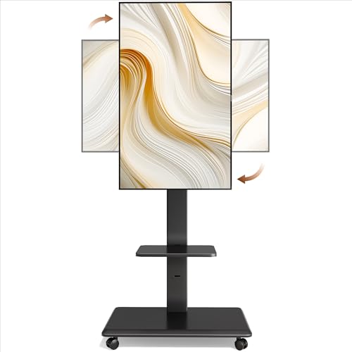 ECOTINY Steel Base Rolling TV Stand for 37-86 Inch TVs up to 110 lbs - Black