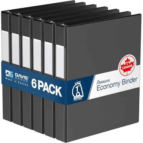 Premium Economy 6-Pack 3-Ring Binders for School or Office, D-Ring Binders, 1 Inch, Black