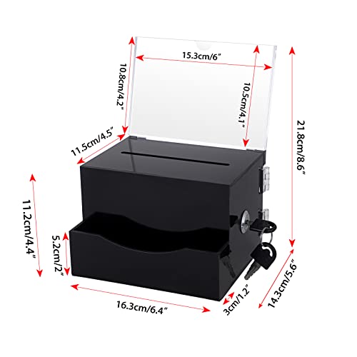 USTRAM-11389 BTSKY Acrylic Suggestion Box with Lock & Sign Holder, Black