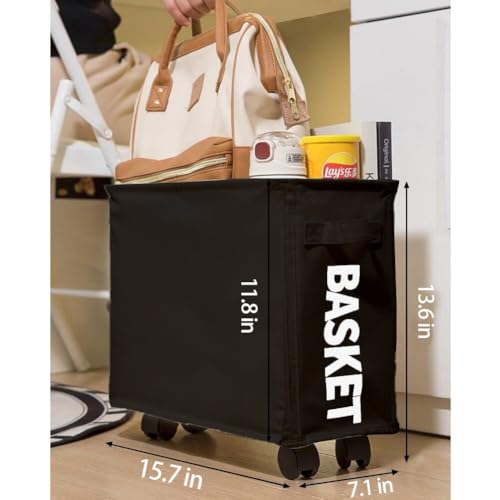 2 Pack Under Desk Utility Cart, 21L Mobile Rolling Cart, Multipurpose Organizer, Storage Basket with Caster Wheels for Home Office School