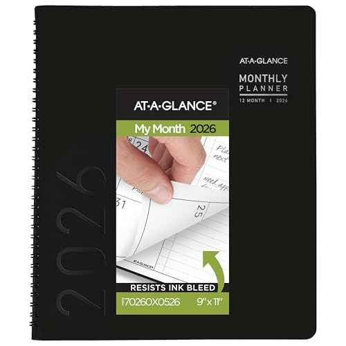 AT-A-GLANCE 2026 Planner, Monthly, 9¡± x 11¡±, Large, Contemporary, Black (70260X0526)