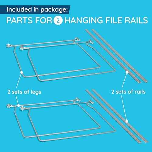 Blue Summit Hanging File Bars For File Cabinet, Letter Size, 13x17.5, Metal Files Holder Bars on Desktop, File Drawer Organizer Insert, Filing Cabinet Organizer Insert, Set of 2