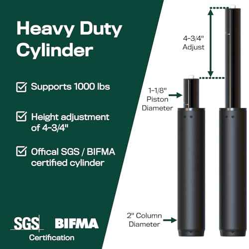 Office Chair Cylinder Replacement with Removal Tool (As Seen On PBS) - Heavy Duty Pneumatic Gas Lift Piston for Desk Chairs and Gaming Chairs - Universal Fit