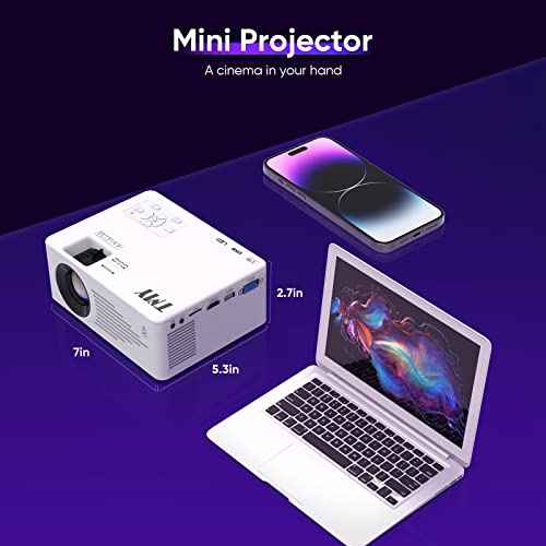TMY Mini Projector for iPhone, Portable Projector with 5G WiFi and Bluetooth, 1080P HD Projector for Indoor & Outdoor Movies, Home Theater, Camping, Gaming