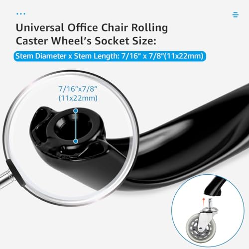 MASTERY MART 28 Inch Office Chair Base Replacement, 2500 lbs Capacity, Heavy-Duty Metal Base for Swivel Gaming Chair, Universal Caster Hole, Matte Black