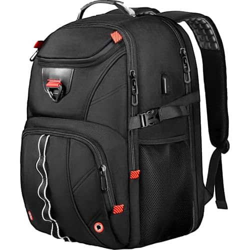 Extra Large Travel Laptop Backpack,18.4 inch XXXL Gaming Backpack, TSA Friendly College Daypack Big Capacity Heavy Duty Business Suitcase Daypack Bag USB Port for Men/Women-Black