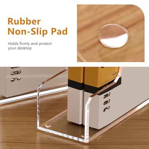 SANRUI Acrylic File Organizer, Clear Desk Organizer and Storage Bins Holding for Folders, Binders, Notebooks, Envelopes, Multi-purpose Magazine File Organizer for Home Office, 2 Pack