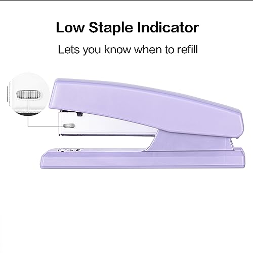 Deli Purple Desktop Stapler A6-Purple with 640 Staples, 25 Sheet Capacity