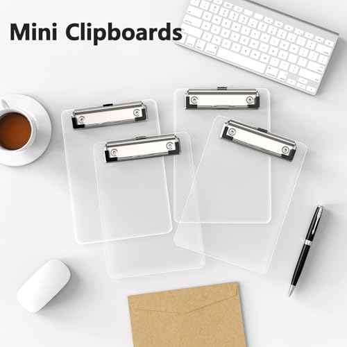 Mini Clipboard 30 Pack, 5 x 7 Plastic Small Clear Clip Boards with Low Profile Clip, Memo Size for Classroom, Teacher, Students, School & Office Supplies