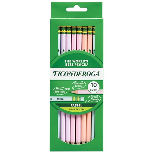 Ticonderoga Pre-Sharpened #2 HB Pastel Colored Pencils 10 Count - Soft Lead