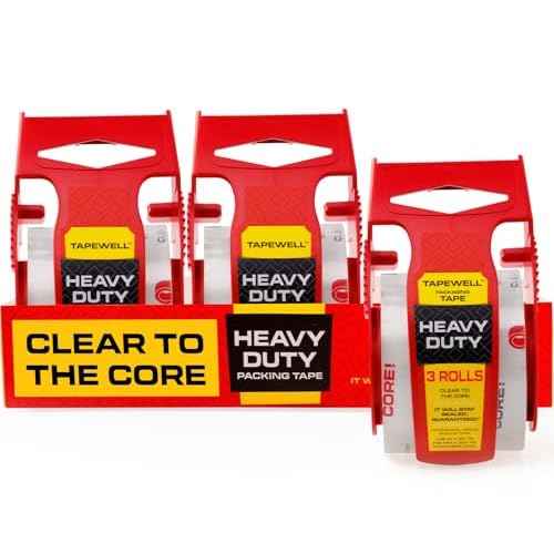 Heavy Duty Clear Packing Tape with Dispenser 1.88" X 22.2 Yd, Shipping Tape, Moving Supplies & More. Pack of 3