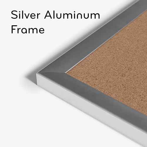 U Brands Cork Bulletin Board, 36" x 24", Silver Aluminum Frame, Industrial Grade Pinning Surface