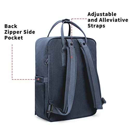 KALIDI Casual Laptop Backpack 15 Inches Classic Camping Rucksack Travel Outdoor Square Daypack College Hiking Gym Bag, Grey Blue