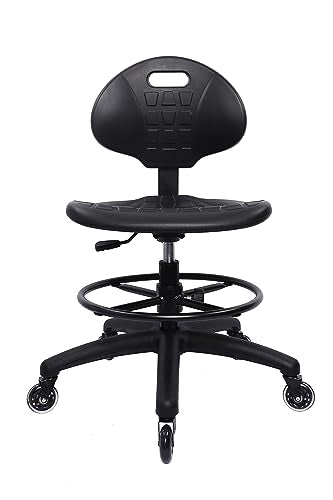 Take UR Seat Polyurethane Drafting Stool with 18in Footring, 8in Height Adjust, 450lb Capacity – Rubber Caster (D Rubber)