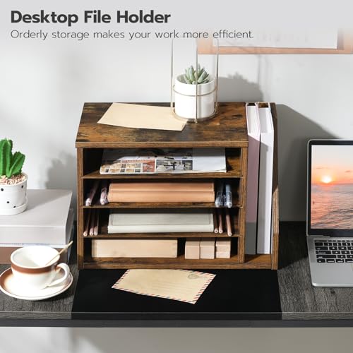 HOOBRO Rustic Brown Mail Sorter with Adjustable Shelves Office Organizer