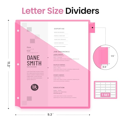 2 Set Taja 16-Count Binder Dividers with 2 Pockets & 8 Writable Tabs for 3-Ring Binders