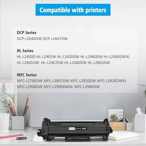TN830 TN-830 Compatible Toner Cartridges 2 Blacks Standard Capacity for Printer HL-L2400D L2405W L2420DW L2460DW L2865DW L2467DW DCP-L2640DW L2647DW L2760DW L2820DWXL MFC-L2900DW L2900DWXL
