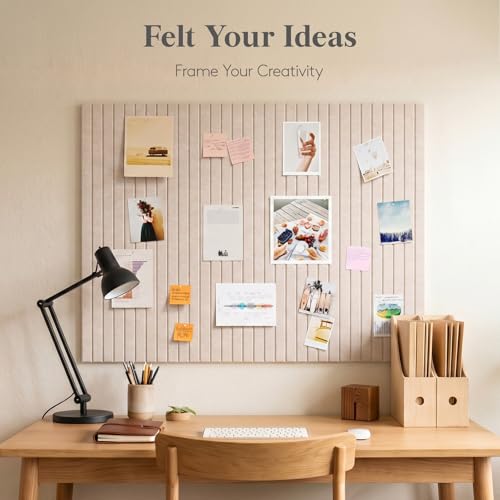 Lifewit 36x24 Oatmeal Felt Bulletin Board Set - 6 Pack Self-Adhesive Wall Display