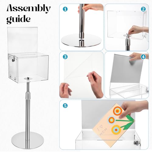 Clear Silver Lockable Donation & Raffle Box Stand - 1 Pack