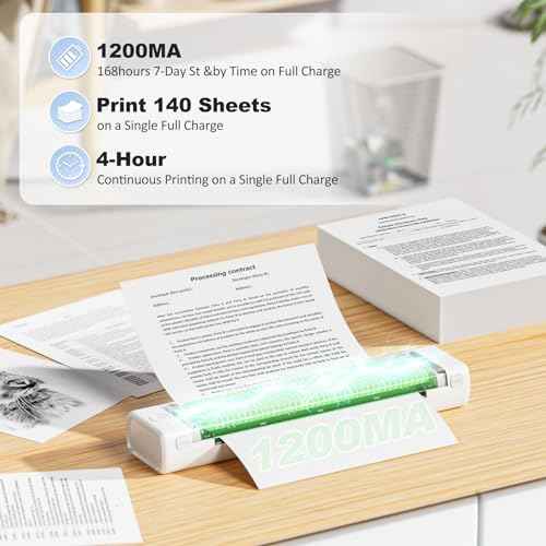 Zoolion M08F Portable Thermal Printer for Travel and Home Office - Wireless, Compact, Inkless - Supports 8.5" X 11" US Letter Size Thermal Paper