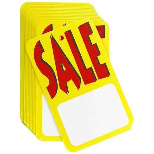 Perco Sale Price Tags Unstrung - Large Red, Yellow & White Retail Labels (5000 Tags)