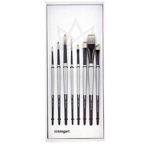 KINGART Stellar Series Premium Synthetic Blend Multimedia Artist Brushes, Painting Tools for Oil, Acrylic, Watercolor and Gouache, Gift Box, Set of 8 Paintbrushes