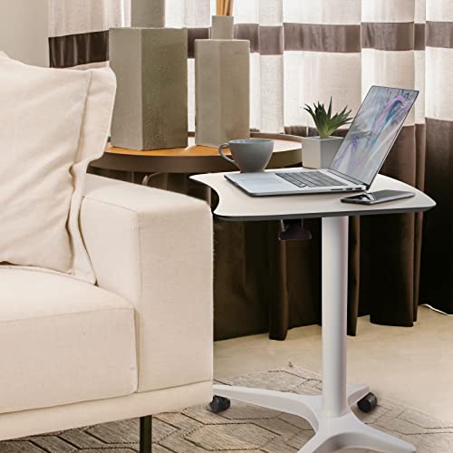 HAOOAH Pneumatic Adjustable Height Desk 29-46.9 in White - Mobile Laptop Stand & Lectern (26W×18D)