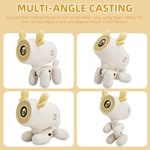 Cartoon Dog Mini Projector with Wifi6 and Bluetooth 5.1 1080P Full HD Portable Projector Movie Projector Compatible with TV Stick Smartphone/HDMI/USB Indoor/Outdoor Use