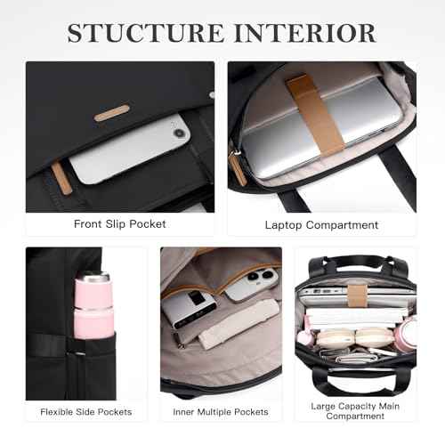 Convertible Laptop Backpack for Women Men Carry on Tote Backpack Teacher Bookbag for College Work Nurse Travel Leisure,16 Inch,Black