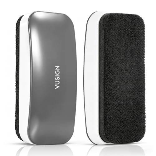 VUSIGN 2 Pack Magnetic Dry Erase Erasers - Office Whiteboard Cleaners Grey