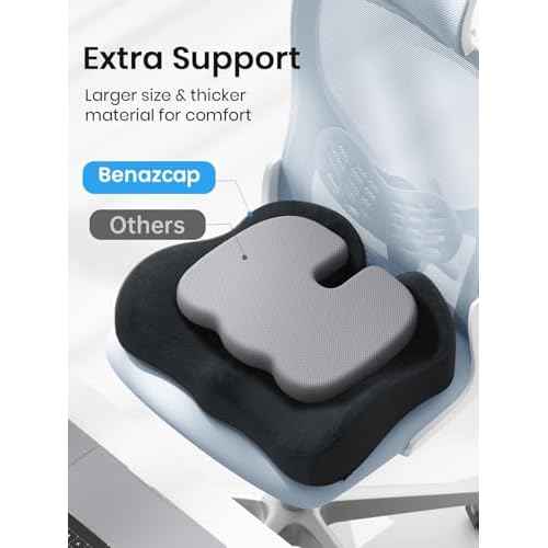 Benazcap Ergonomic Seat Cushion -Large Memory Foam Office Chair Cushion Seat Pad - Sciatica & Lower Back Pain Relief - Car Seat Cushions for Driving Seat Cushions