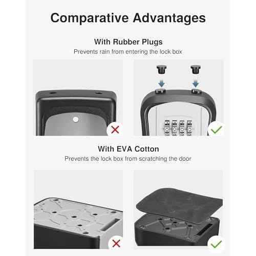 Puroma Lock Box, Portable Key Lock Box with Removable Cable Handle, Resettable Combination Lockbox Wall-Mounted Key Lockbox for House Key, Home, Office, Apartment Warehouse Key Storage (1 Pack, Grey)