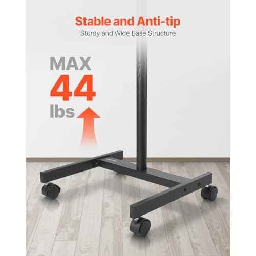 VEVOR Rolling TV Stand, Mobile TV Cart for 17-55 Inch Screens, Portrait to Landscape, Portable TV Stand with Wheels Holds up to 44 lbs for Living Room, Bedroom, Office, Outdoor, Max VESA 200x200mm