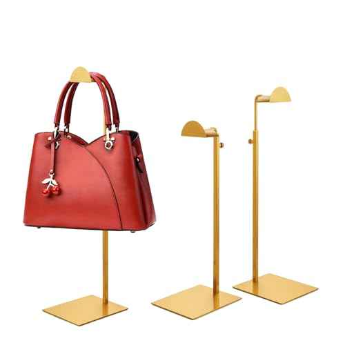 Purse Display Stand,3 Pack Gold Purse Stands for Display,Stainless Steel Handbag Display Stand, Height Adjustable Shoulder Bag Holder, for Commercial Stores And Parties