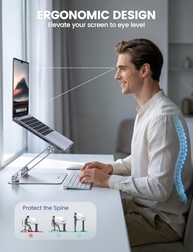 Lamicall Aluminum Laptop Stand for MacBook & 10-17.3'' Laptops - Silver