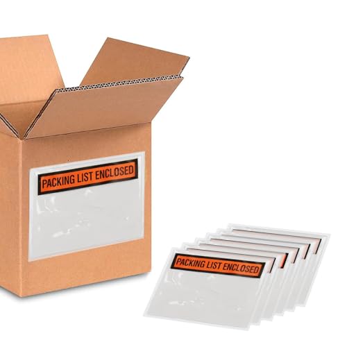 1000 Pack Packing Slip Envelopes 5.5 x 10 Inches Self Adhesive Waterproof Orange/Black