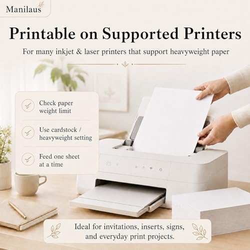 White Cardstock 8.5 x 11 / 8 1/2" x 11" Heavy 80 lb, 30 Sheets - Manilaus