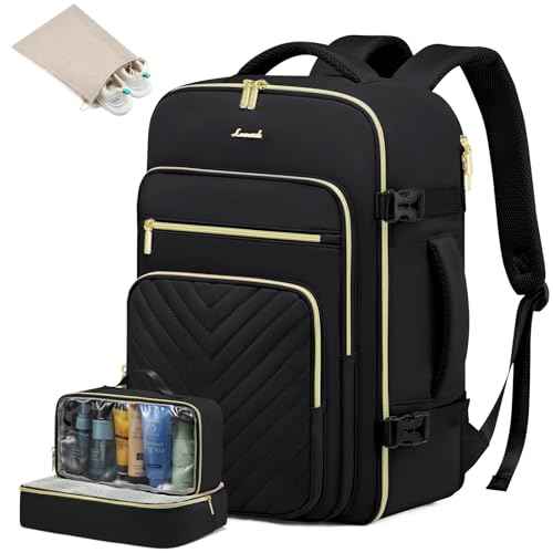 LOVEVOOK Large Travel Backpack for Women, Carry On Bag Flight Approved, 50L TSA Personal Item Travel Bag with 3 Packing Cubes, Waterproof 18 Inch Laptop Hiking Casual Backpack