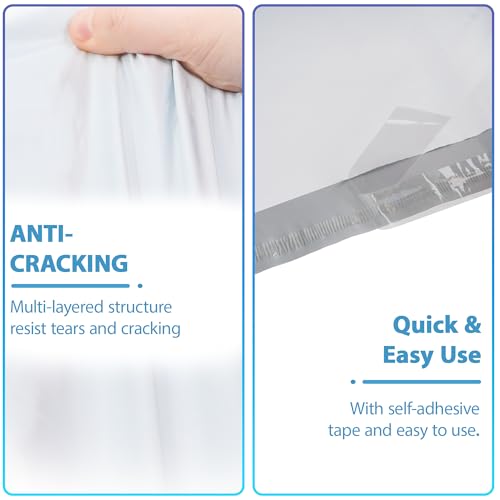 Nimbus Brothers 12x15.5 Inch White Self-Seal Poly Mailers - 10 Pack, Water & Tear Resistant Shipping Envelopes for E-Commerce