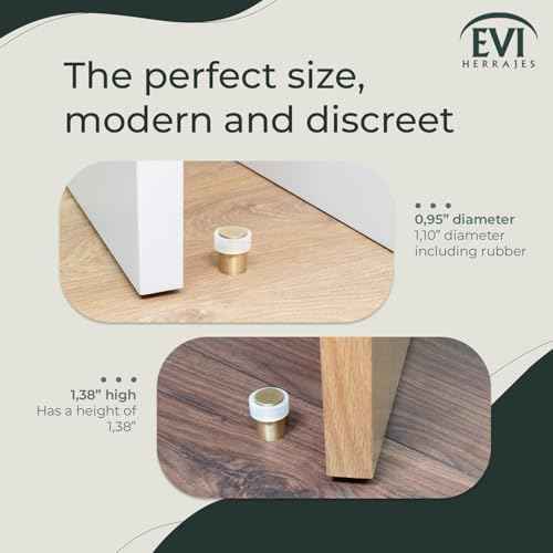 Pack of 2 EVI Door Stoppers | Brass Door Stopper - Screw Fastening - White Rubber Protector - 0.94 x 1.37 Inch Door Stop