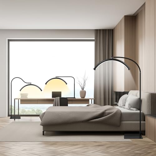 Half Moon LED Floor Lamp - Professional 19-inch Shadow-Free Light for Lash Techs, Estheticians & Tattoo Artists | Dimmable for Eyelash Extensions, Nail Art, Home & Office