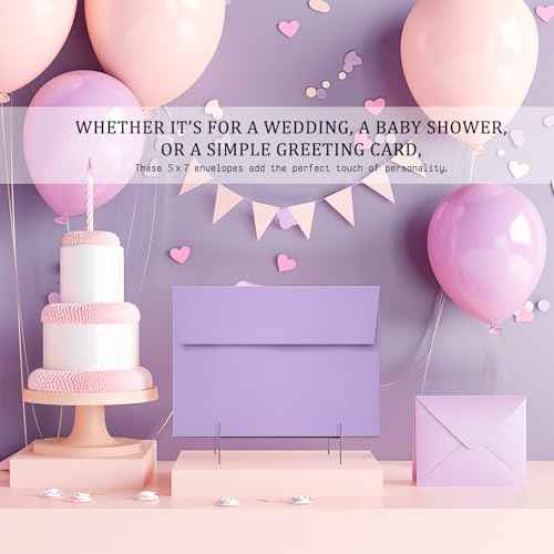 50 Pack 5x7 Envelopes, 5x7 Colored Self-Seal Envelopes for Invitations, postcard, Wedding,Greeting Cards,Photos