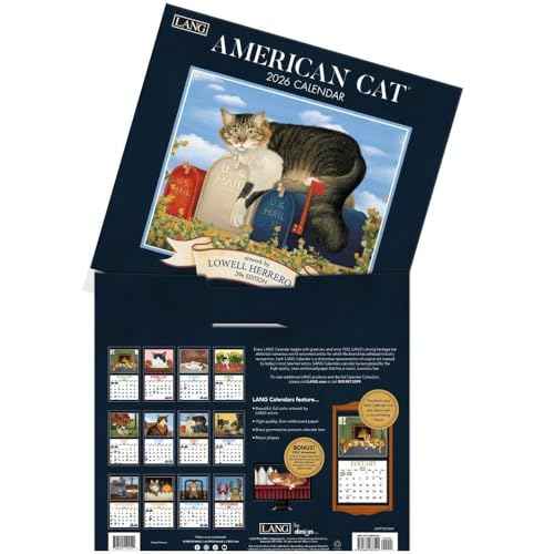 Lang Companies, American Cat 2026 Wall Calendar by Lowell Herrero, 13.4'' X 12'', 12-Month Calendar with Stapled Binding