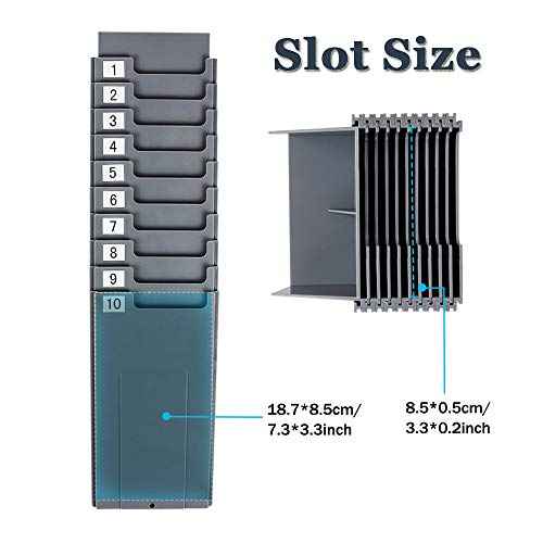 Time Cards Rack, Expand Time Card Holder with 10 Slots Plastic Wall Mount Time Cards Holder Racks with Screw for Office,Factory to Record Attendance Time Indoor,Outdoor