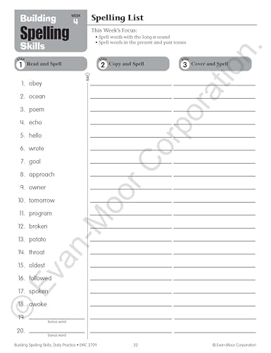 Grade 5 Building Spelling Skills Workbook for Homeschool & Classroom