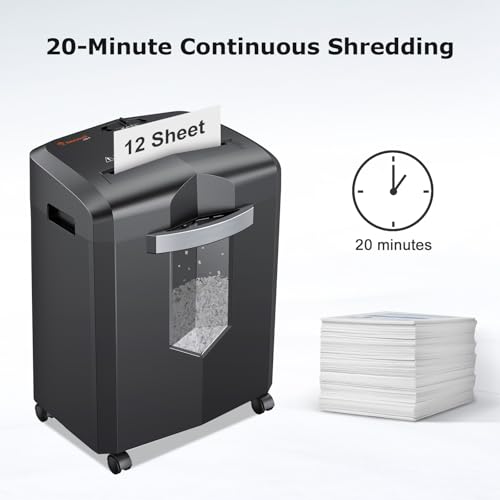Bonsaii 12-Sheet Micro Cut Heavy Duty Paper Shredder - Black for Home Office