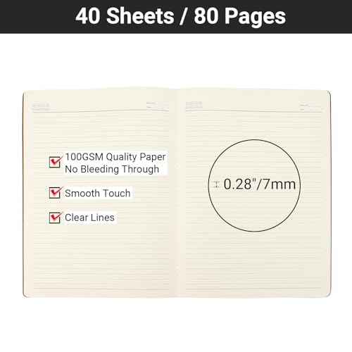 EUSOAR Journal Notebook, 12 Pack A4 11" x 8-1/2", 40 Sheets/ 80 Pages, 100gsm Thick Paper, Kraft Notebooks College Ruled, Line Travelers Journals Bulk Softcover, for Diary Writing Work Office